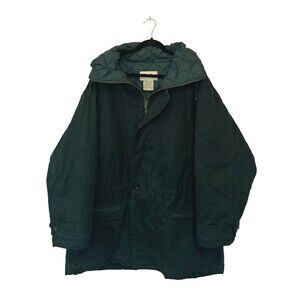 Vintage Eddie Bauer Jacket Green Men's XL Goose Down Insulated Parka Hood Heavy